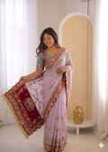 Beautiful Rangoli Silk Saree With Dori & Mirror Touch Work