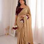 Beautiful Elegant Look Butterfly Ring Handwork Premium HO Silk Saree