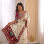 Beautiful Rangoli Silk Saree With Dori & Mirror Touch Work