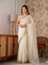 Beautiful White Color Glass Satin With Sequience Work Saree