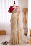 Beautifull Rimzim Silk With Beautifull Hand Work Saree