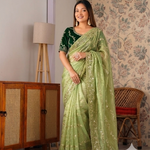 Beautifull Chiffon Two Ton With Sequience Work Saree