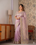 Beautifull Pure Crystal With Embroidery Work Saree