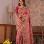 Beautiful  Dola Silk Saree With Coding And Multi Sequence Work