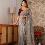 Beautifull Chiffon Two Ton With Sequience Work Saree