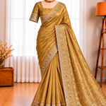 Premium Tissue Saree with Mirror, Sequin & Ghungroo Work