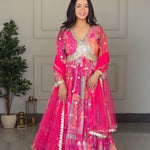 Pink Color Chinon Silk With Digital Print Work Gown