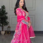 Pink Color Chinon Silk With Digital Print Work Gown