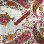 Rajwadi Pashmina Silk Saree with Zari Border & Contrast Blouse