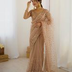 Party wear designer zari sequence soft net saree