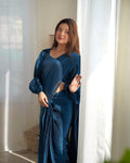 Pre Draped jimmy Choo Orgenza Silk Saree With Full Stitch Blouse