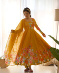 Heavy Organza Tabby Silk Anarkali Gown In 4 Meter Huge Flair
