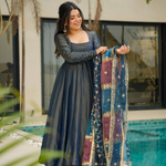 Simar Silk With Heavy Fair Plazzo And Plain Work Gown