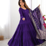 New Roman Silk Fabric Anarkali with Dupatta and Pant Set