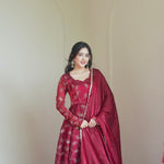 Heavy Frendy Silk Embroidered Suit with Moti Work & Matching Dupatta