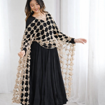 Black Color Roman Silk With Micro Cotton Inner Gown