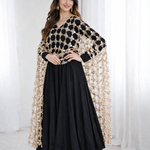 Black Color Roman Silk With Micro Cotton Inner Gown