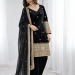 Black Color Beautifull Velvet With Coding Work Top Plazzo