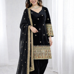 Black Color Beautifull Velvet With Coding Work Top Plazzo