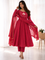 Beautifull Red Color Viscos With Heavy Butter Cotton Work Gown