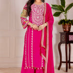 NEW VICHITRA SILK PARTY WEAR LOOK TOP PLAZZO AND DUPATTA SET FULLY STITCHED