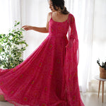Bandhani Printed Sleeveless 8 MTR Huge Flair Anarkali Gown