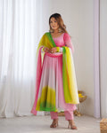 PURE SOFT FOX GEORGETTE MOST TRENDY PADDING FABRIC FULLY FLAIR ANARKALI GOWN