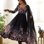 Pure Soft Organza Flower Printed Anarkali Gown