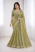 Beautifull Fendy Silk With Thread & Sequience Work Saree