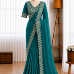 Premium space sik Coding sequence work lace on either side, Designer Peacock Saree