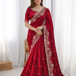 Beautifull Fendy Silk With Thread & Sequience Work Saree