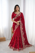 Beautifull Fendy Silk With Thread & Sequience Work Saree