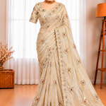 Elegant Embroidery Work & Stitched Blouse with Mina Buti Design