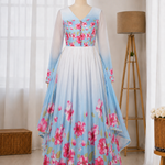 Organza Silk Floral Print Anarkali Suit Set