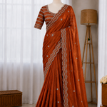 Pure Space Silk Cutdana Handwork Saree Set