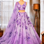 Pure Organza Silk Lehenga Set with Digital Print & 8mtr Flair
