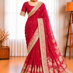 Pure Soft Fendy Chiffon Saree with Gungroo & Fancy Lace Border Work Blouse