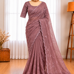 Status Silk Saree with Tone-to-Tone Thread Embroidery & Sequin Blouse