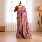 Elegant Fendy Satin Saree with Heavy Sequin Embroidery & Butti Work