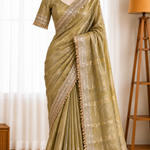 Pure Soft Banarasi Satin Silk Saree with Gungroo & Lace Work