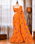Faux Georgette Lehenga Set with Digital Print & Lace Dupatta