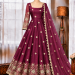 Chinon Silk Anarkali Suit with Thread & Sequin Work and Dupatta