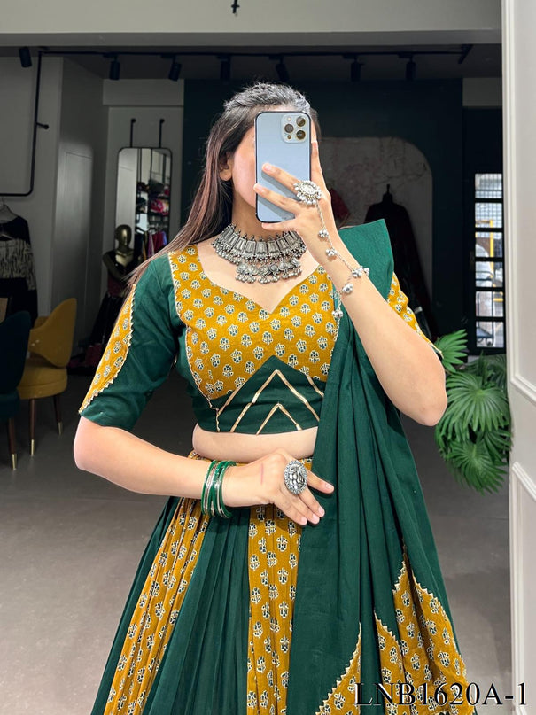Navratri Special Pure Cotton With Plain Work Lehenga