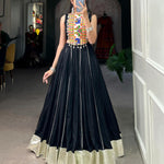 Navratri Special Reyon Fabric Plain Work With Lace Border Lehenga