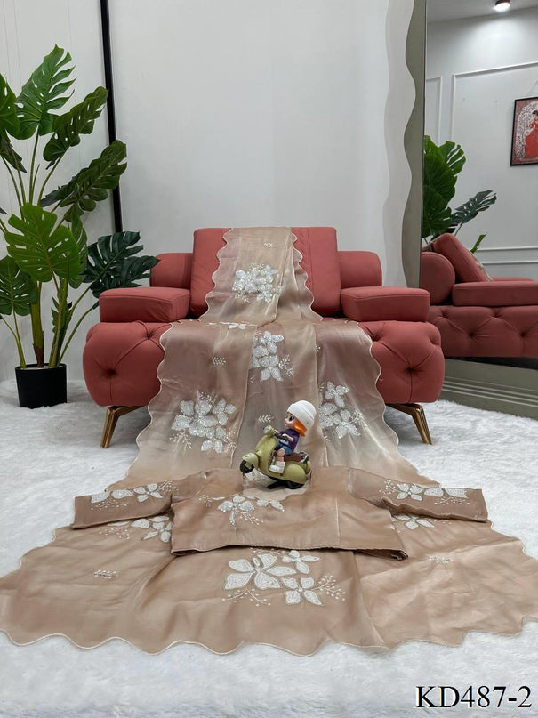 Beautifull Jimmy Choo With Thread & Sequience Work Saree