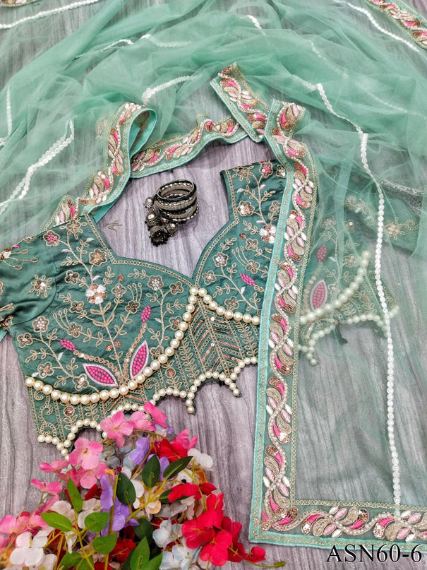 Premium Net Saree with Heavy Embroidery, Sequin & Diamond Work