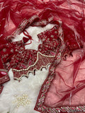 Premium Net Saree with Heavy Embroidery, Sequin & Diamond Work