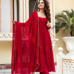 Foux Georgette Hand Work With Real Diamond With Micro Cotton Top Pent