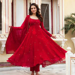 Foux Georgette Hand Work With Real Diamond With Micro Cotton Top Pent