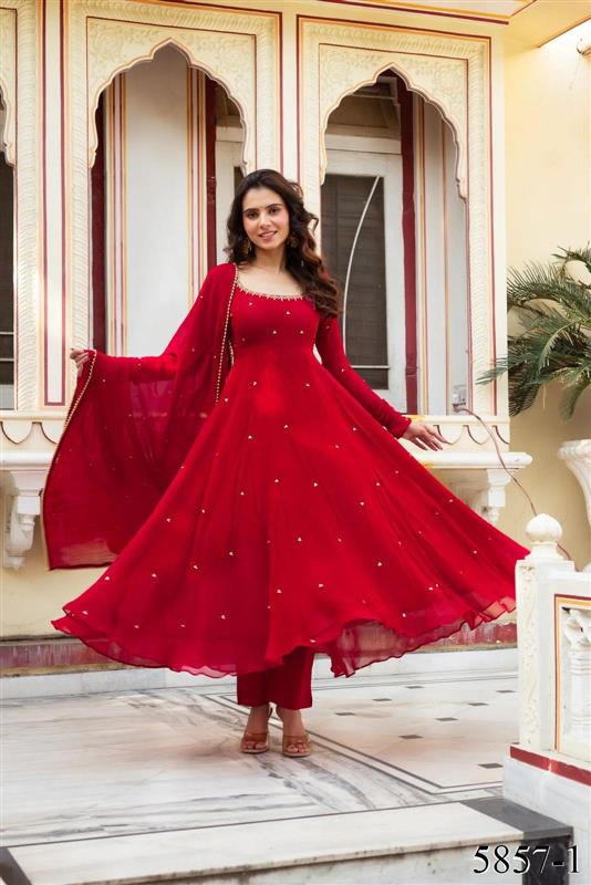 Foux Georgette Hand Work With Real Diamond With Micro Cotton Top Pent